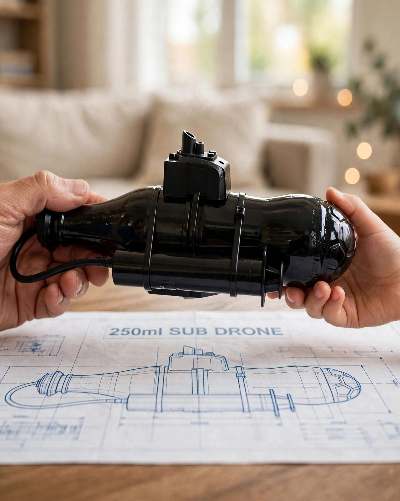 Submarino funcional em modelo reduzido